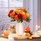 12 Pcs Artificial Fall Flowers, Faux Silk Chrysanthemum Mums Bouquet in Burnt Orange, Red and Yellow for Vase Arrangements, Autumn Wedding, Thanksgiving, Home and Table Centerpiece Decor